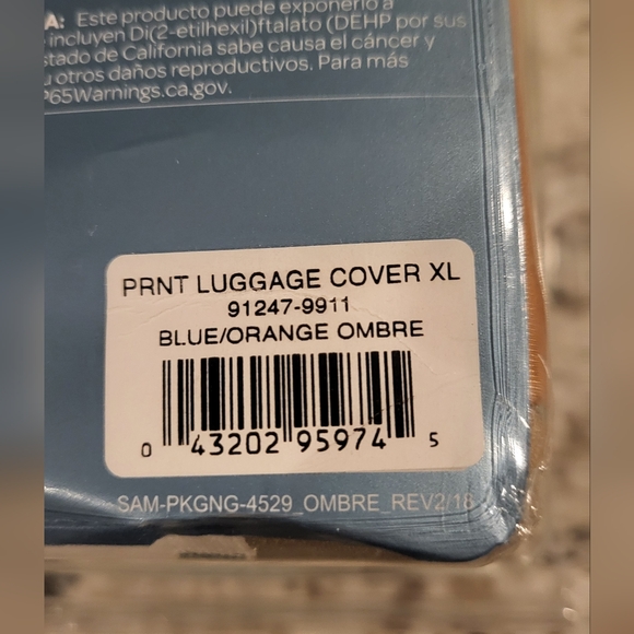 NEW Samsonite Blue and Orange Ombre Luggage Cover. XL 27" - Picture 3 of 5